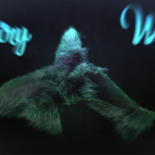 A hairy green whale rendered in 3D