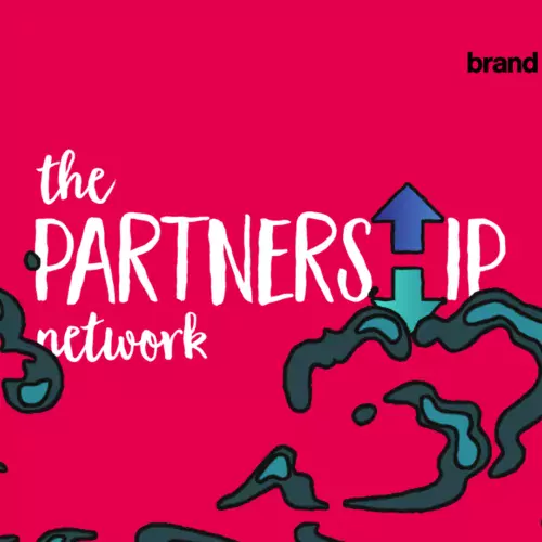 The partnership Network logo on a bright pink background.